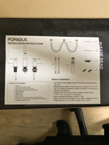 Forious Widespread Bathroom Faucet FB-300B – Black – 2 Handle – NEW - Image 14