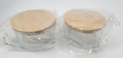 Material Kitchen Stacking Glass Canisters with Wood Lids – 3 Sets (6 Canisters) - Image 4