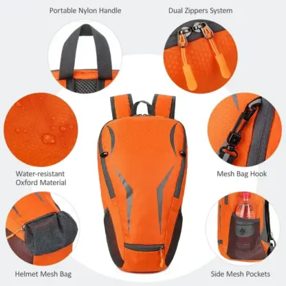 Outdoor Camping Shoulder Bag Backpack w/ Helmet Mesh – Water-Resistant Black NEW - Image 3