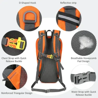 Outdoor Camping Shoulder Bag Backpack w/ Helmet Mesh – Water-Resistant Black NEW - Image 4