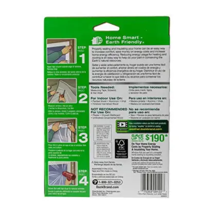 Duck Brand Smart-Earth Friendly Window Kit 5.1ft x 17.5ft Crystal Clear – NEW - Image 7