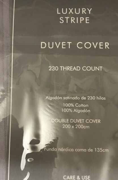 Dunnes Home Luxury Stripe Double Duvet Cover 100% Cotton 230TC Silver – NEW - Image 5