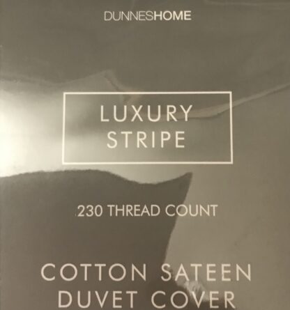 Dunnes Home Luxury Stripe Double Duvet Cover 100% Cotton 230TC Silver – NEW - Image 10