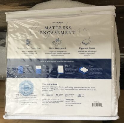 Cosy House Mattress Encasement Twin XL Bamboo Waterproof Zippered Cover – NEW - Image 3