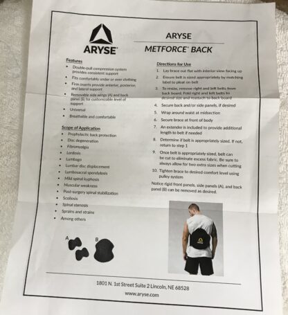 Aryse Metforce Universal Compressive Back Brace AY37 Adjustable – NEW - Image 8