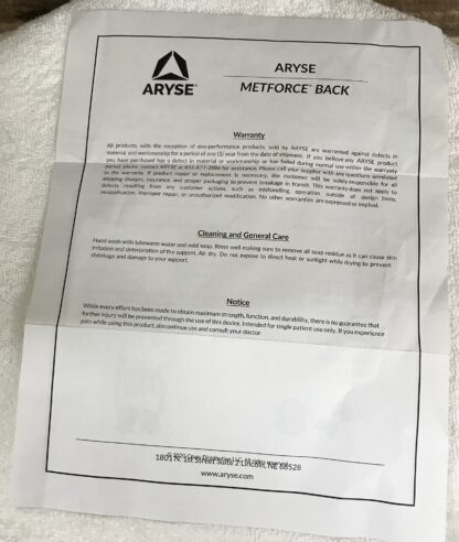 Aryse Metforce Universal Compressive Back Brace AY37 Adjustable – NEW - Image 9