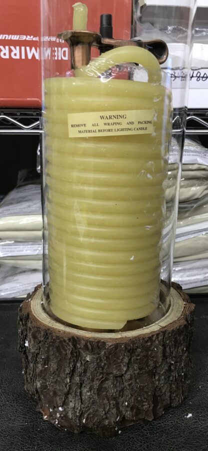 Beehive Candle w/ Wood Base – Yellow Vanilla Scented Decorative Candle – NEW - Image 4