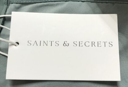 Saints & Secrets Formal Dress Ice Blue Showpo Strapless V-Neck Satin Sz 12 (L) - Image 8