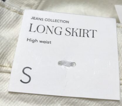MNG Jeans Collection High Waist Denim Maxi Skirt Off-White Sz S Woman 304 NEW - Image 4