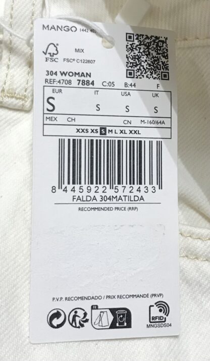 MNG Jeans Collection High Waist Denim Maxi Skirt Off-White Sz S Woman 304 NEW - Image 6