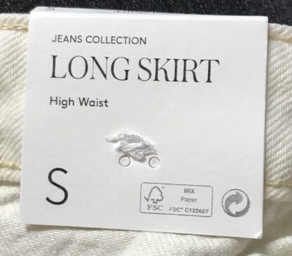 MNG Jeans Collection High Waist Denim Maxi Skirt Off-White Sz S Woman 304 NEW - Image 7