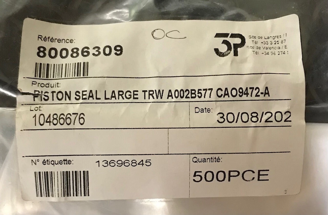 Piston seal item seal large
