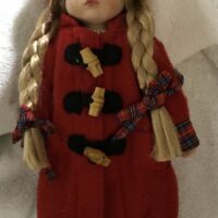 Poupee porcelain porcelain doll red hooded