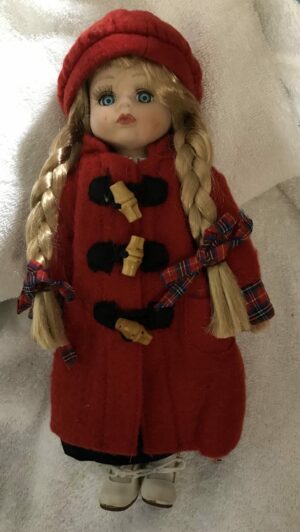 Poupee porcelain porcelain doll red hooded