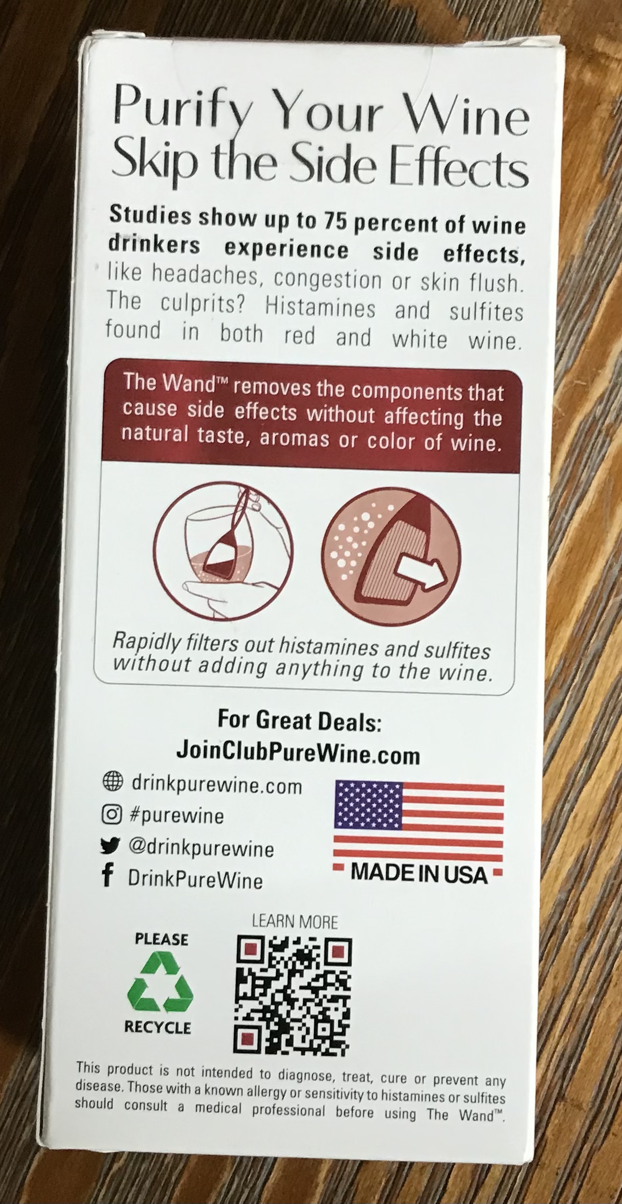 Wine wine purifier single use