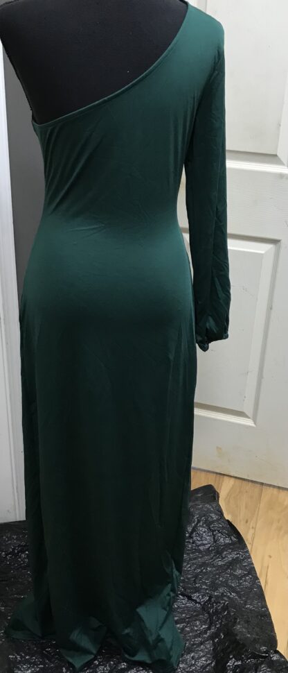 Army Green One Shoulder Long Sleeve Ruched Bodycon Party Dress Sz M – NEW - Image 6