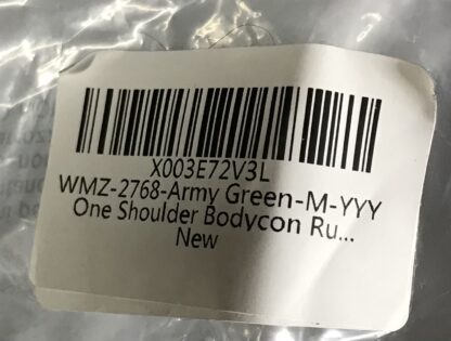 Army Green One Shoulder Long Sleeve Ruched Bodycon Party Dress Sz M – NEW - Image 11