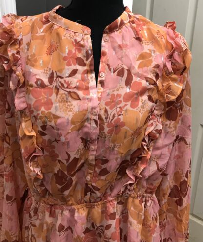 LC Lauren Conrad Floral Ruffle Mini Dress Women’s Sz XXL Long Sleeve NO BELT NEW - Image 3