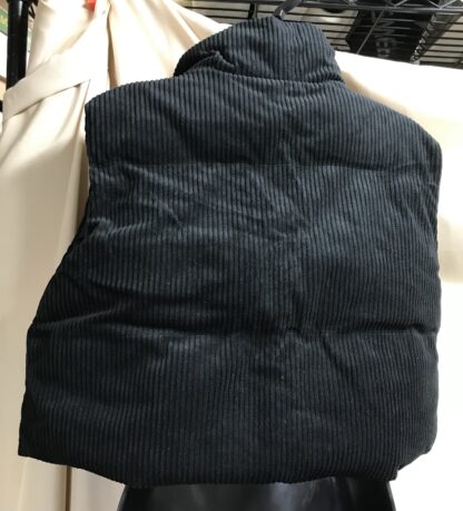 Shein Soft Black Corduroy Zip Vest Women’s Sz M (6) Collared 100% Polyester NEW - Image 3