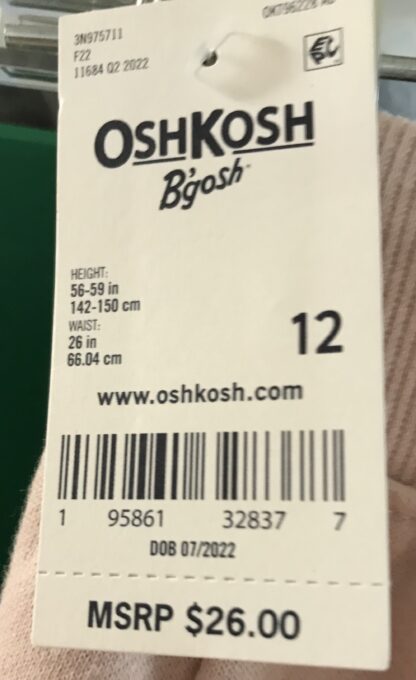 OshKosh B’Gosh Pink Sweatpants Kids Girls Sz 12 Cotton Blend Joggers – NEW - Image 4