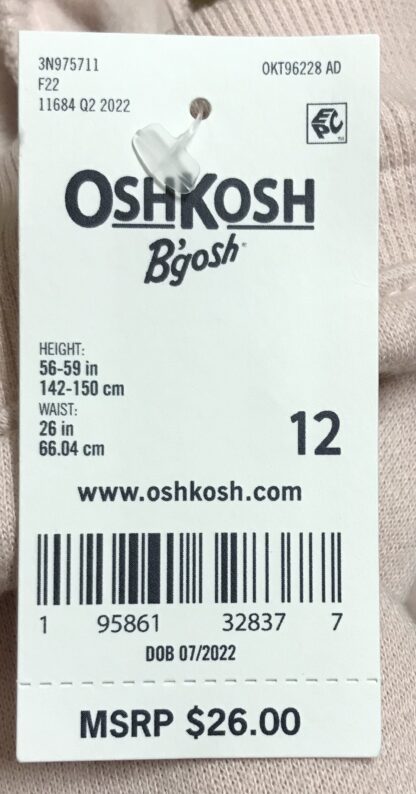 OshKosh B’Gosh Pink Sweatpants Kids Girls Sz 12 Cotton Blend Joggers – NEW - Image 7