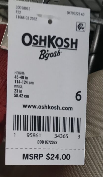 OshKosh B’Gosh Orange Sweatpants Kids Girls Boys Sz 6 Joggers – NEW - Image 3