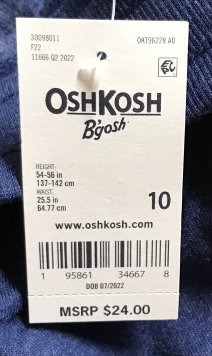 OshKosh B’Gosh Blue Sweatpants Kids Boys Girls Sz 10 Jogger Pants – NEW - Image 7