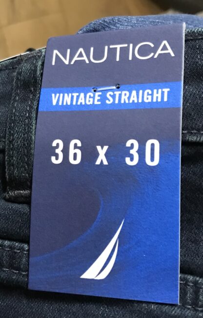Vintage Nautica Real Denim Jeans Straight Fit Sz 36×30 Black Lagoon Wash NEW - Image 5