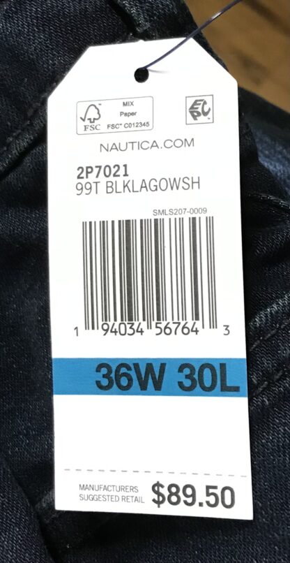 Vintage Nautica Real Denim Jeans Straight Fit Sz 36×30 Black Lagoon Wash NEW - Image 12