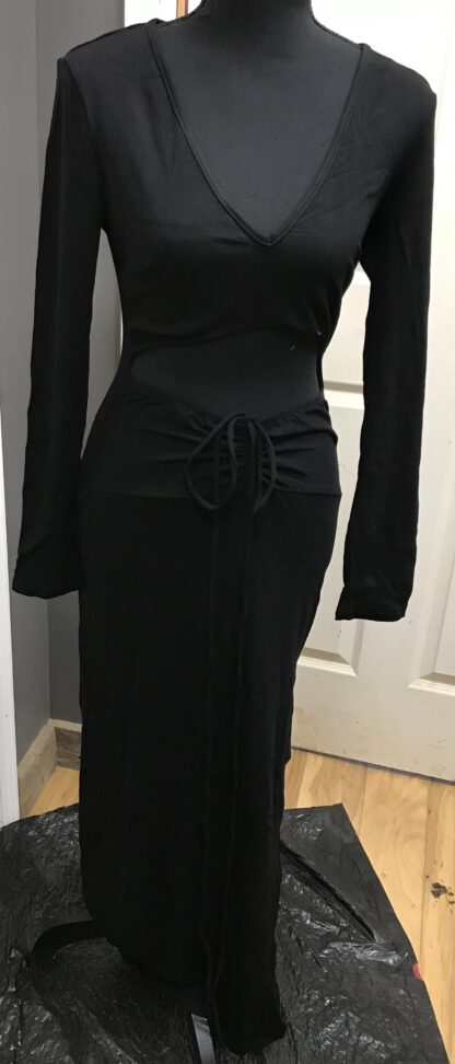 Princess Polly Noa XX Midi Dress Black Sz 8 Ribbed Cut Out Side Split NEW - Image 3