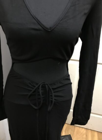 Princess Polly Noa XX Midi Dress Black Sz 8 Ribbed Cut Out Side Split NEW - Image 4