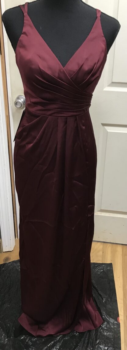 Azazie Aqua Stretch Satin Dress Cabernet Wine Color Sz A0 NEW - Image 3