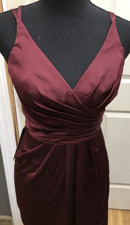 Azazie Aqua Stretch Satin Dress Cabernet Wine Color Sz A0 NEW - Image 4