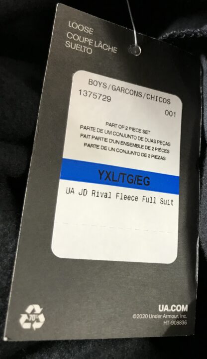 Under Armour Boys YXL Black Hoodie & Pants Set UA Rival Fleece NEW - Image 8