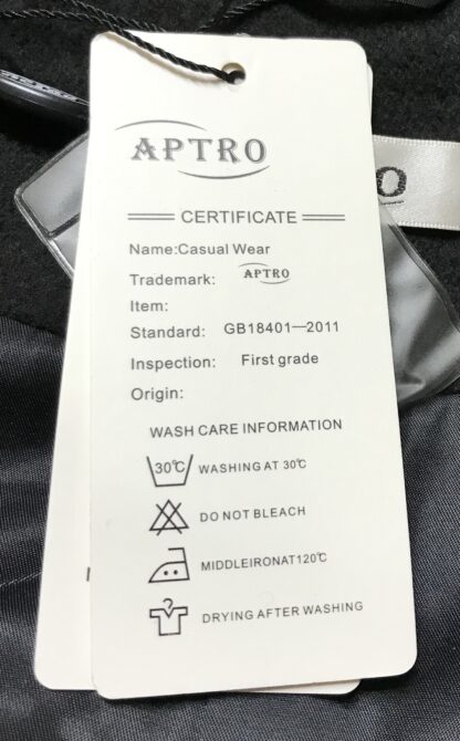 APTRO Men’s Black Wool Blend Double-Breasted Coat Sz M – NEW - Image 5