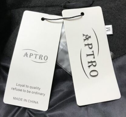 APTRO Men’s Black Wool Blend Double-Breasted Coat Sz M – NEW - Image 7