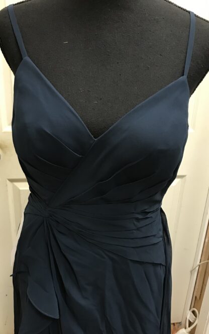 Azazie Emerald Dark Navy A-Line Pleated Chiffon Gown Sz A6 – NEW - Image 3