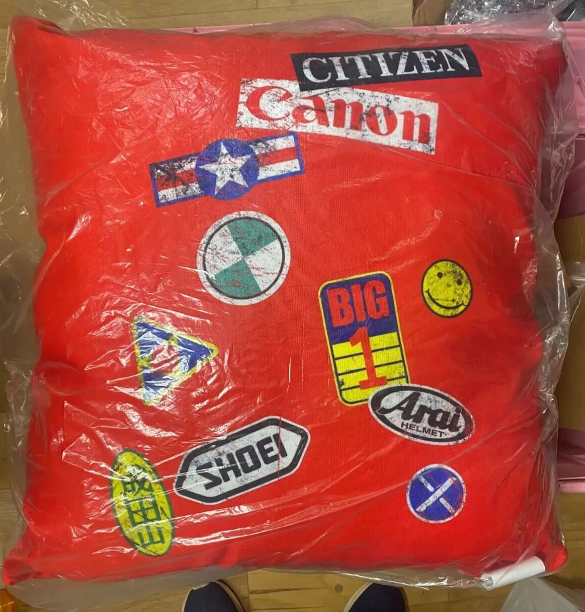 Throw pillow item distressed bike