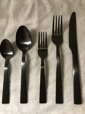 Dark gray satin finish place settings
