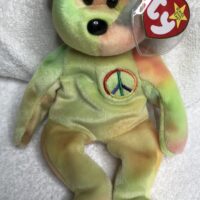 Beanie baby tie dye peace bear