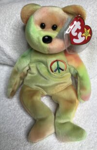 Beanie baby tie dye peace bear