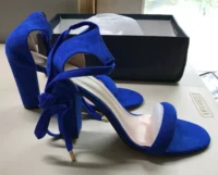 Blue clunky clunky high high heel