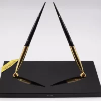 Sheaffer vintage jet crystal desk set