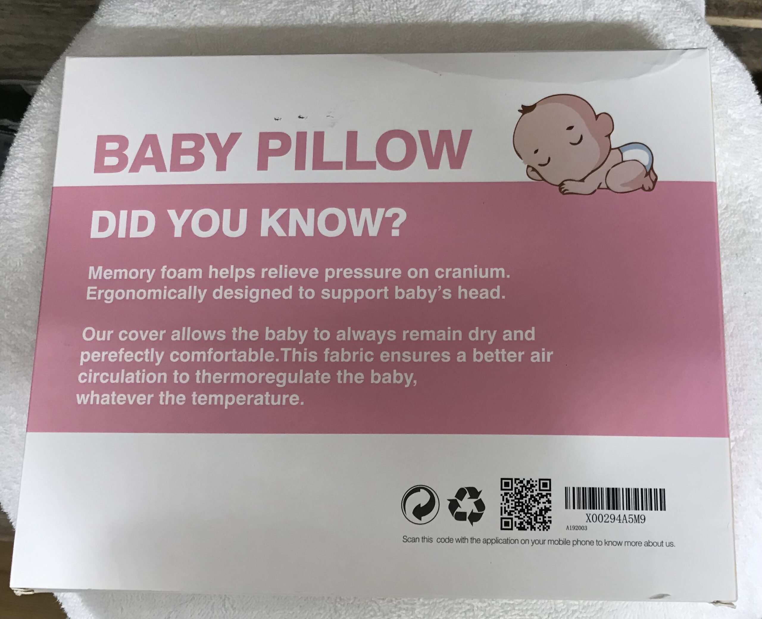 Baby pillow memory foam head support