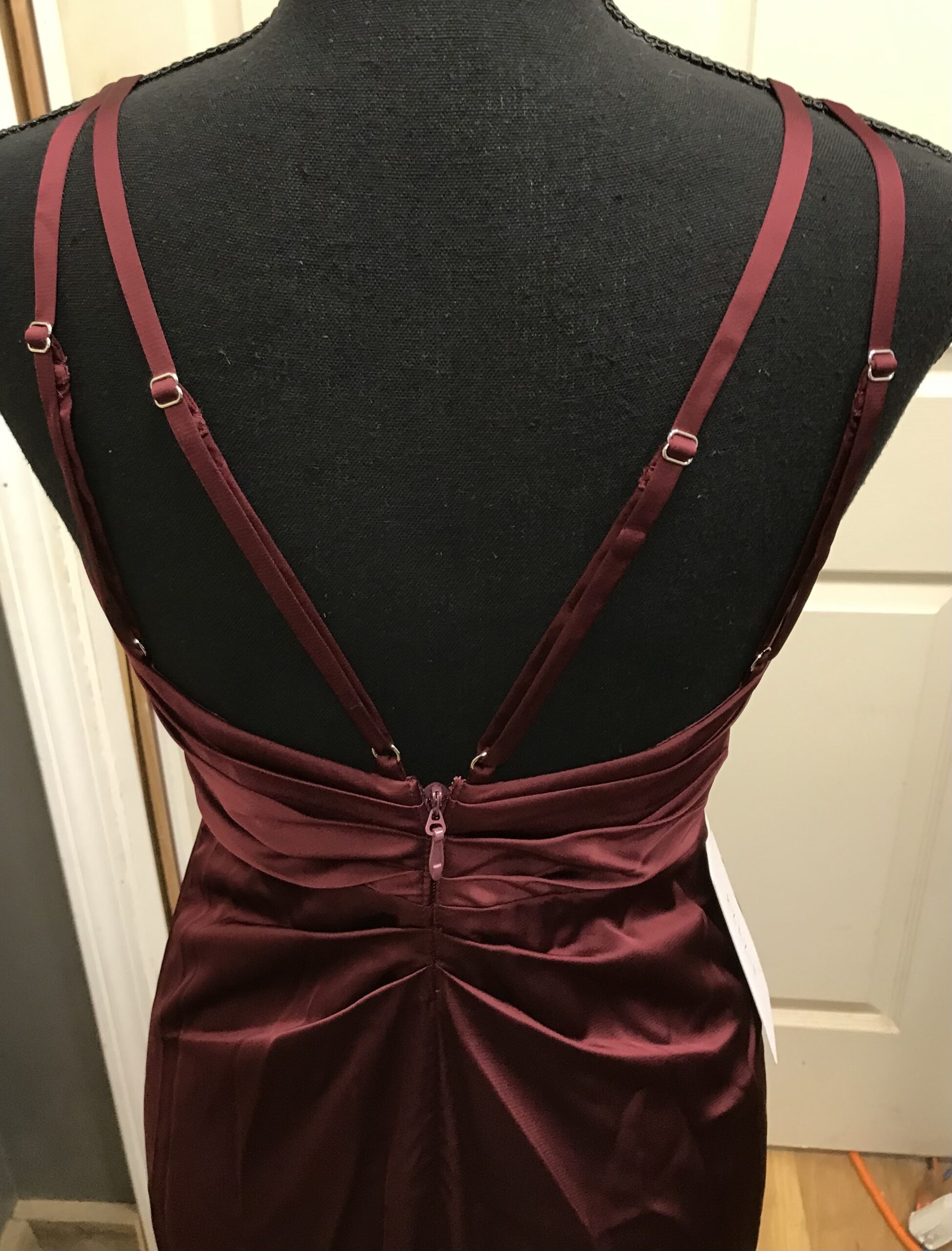 Stretch satin azazie aqua wine color