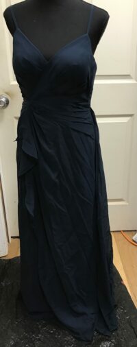 Dark navy azazie emerald pleated chiffon
