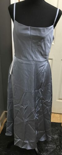 Dusty blue stretch satin azazie elma