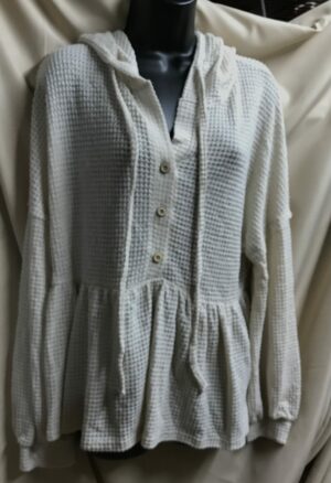 Hooded knit crop top long sleeve