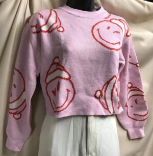 Smiley world anniversary sweater world pink