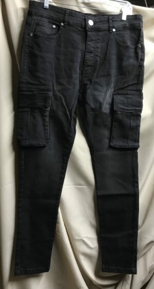 Super skinny washed black cargo jeans